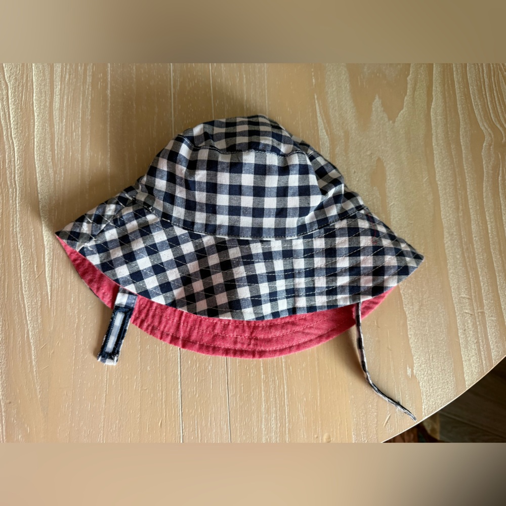 So Dorable|Baby girl summer bucket hat in gingham pattern•0-6M,boho cottagecore